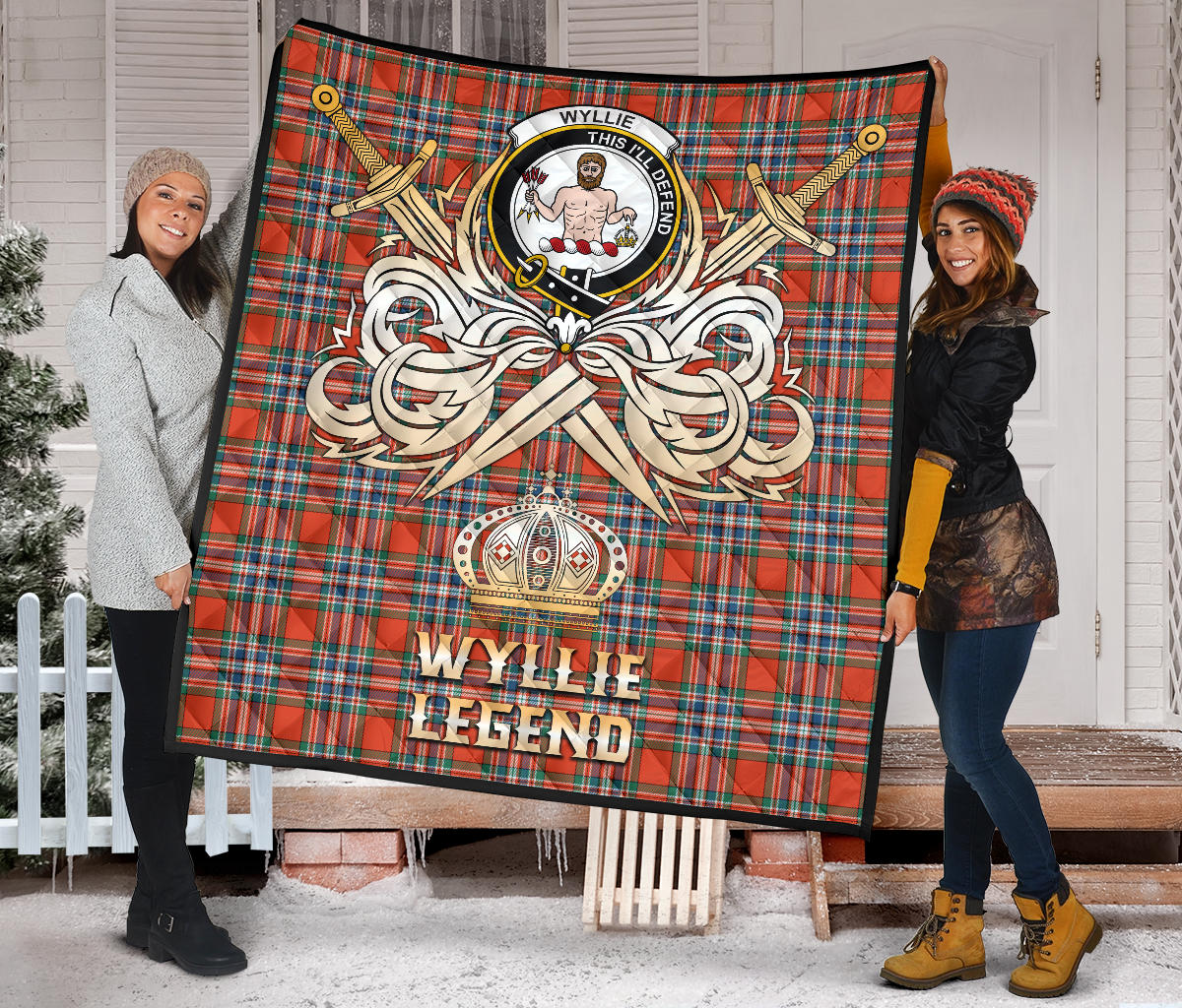 Wyllie Tartan Crest Legend Gold Royal Premium Quilt SP