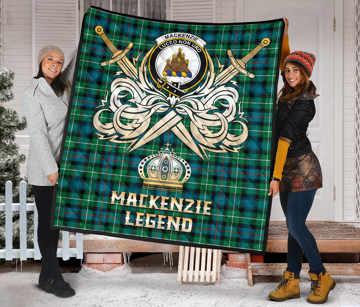 MacKenzie Ancient Tartan Crest Legend Gold Royal Premium Quilt SP