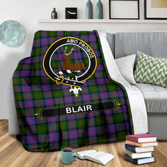 Blair Family Tartan Crest Blanket - 3 Sizes