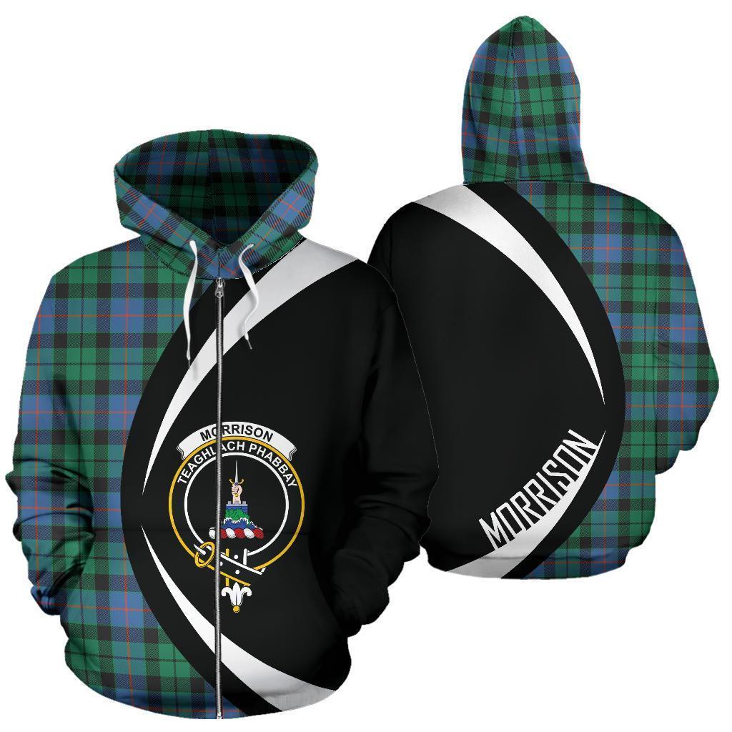 Morrison Ancient Tartan Crest Zipper Hoodie - Circle Style