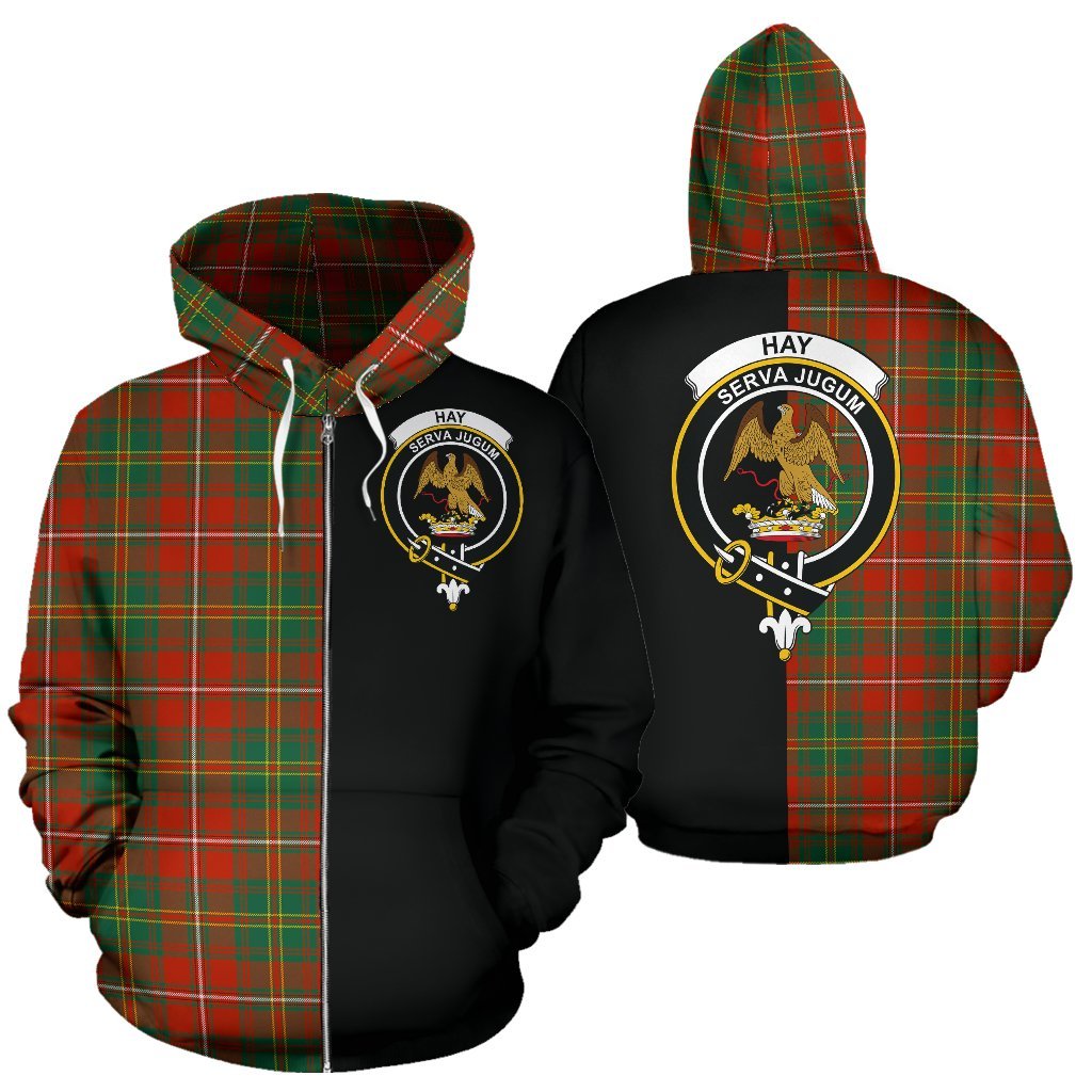 Hay Ancient Tartan Crest Zipper Hoodie - Half Of Me Style