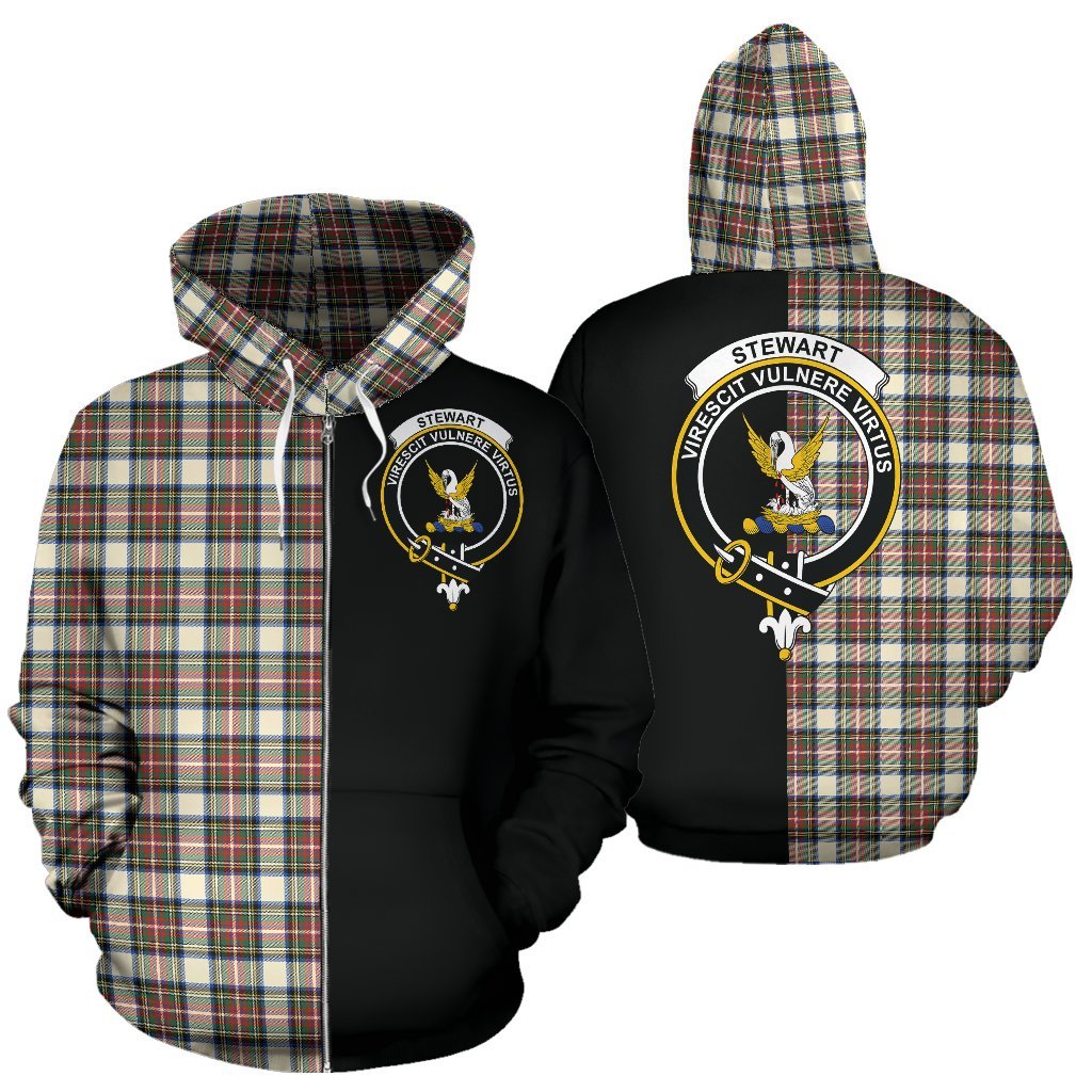 Stewart Dress Ancient Tartan Crest Zipper Hoodie - Half Of Me Style