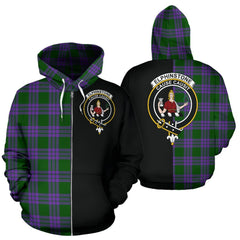 Elphinstone Tartan Crest Zipper Hoodie - Half Of Me Style