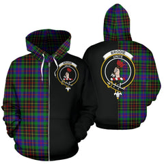 Brodie Hunting Modern Tartan Crest Zipper Hoodie - Half Of Me Style