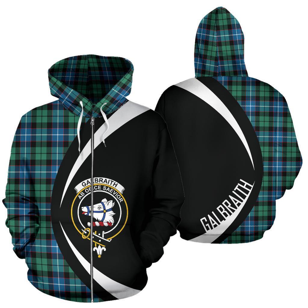 Galbraith Ancient Tartan Crest Zipper Hoodie - Circle Style