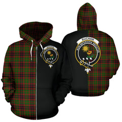 Buchan Modern Tartan Crest Zipper Hoodie - Half Of Me Style