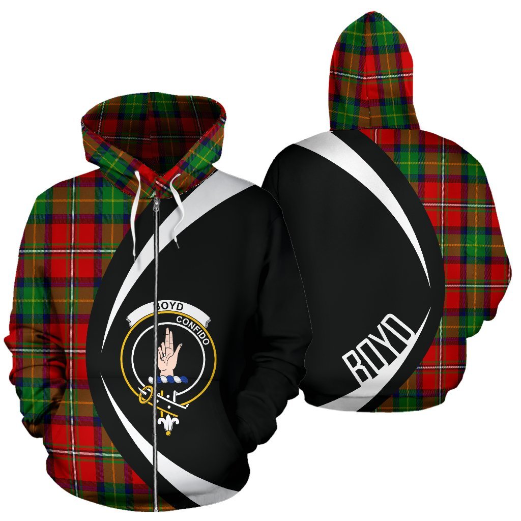 Boyd Modern Tartan Crest Zipper Hoodie - Circle Style