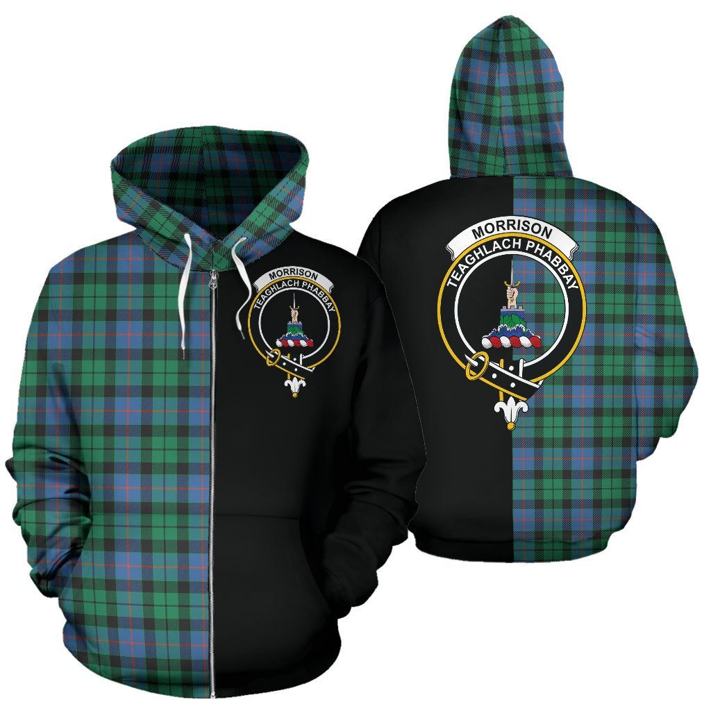 Morrison Ancient Tartan Crest Zipper Hoodie - Half Of Me Style