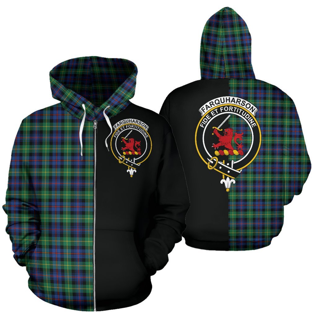 Farquharson Ancient Tartan Crest Zipper Hoodie - Half Of Me Style