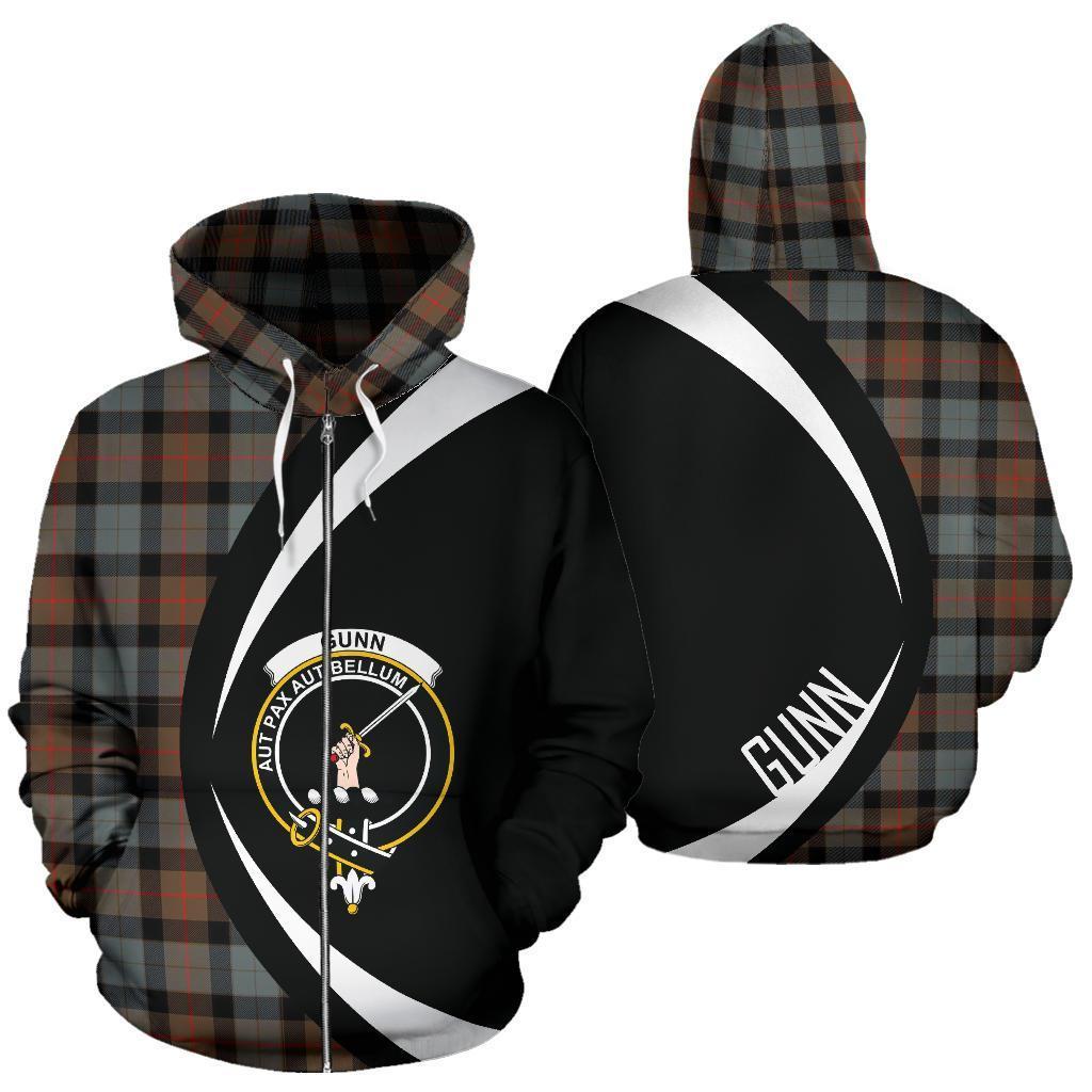 Gunn Weathered Tartan Crest Zipper Hoodie - Circle Style