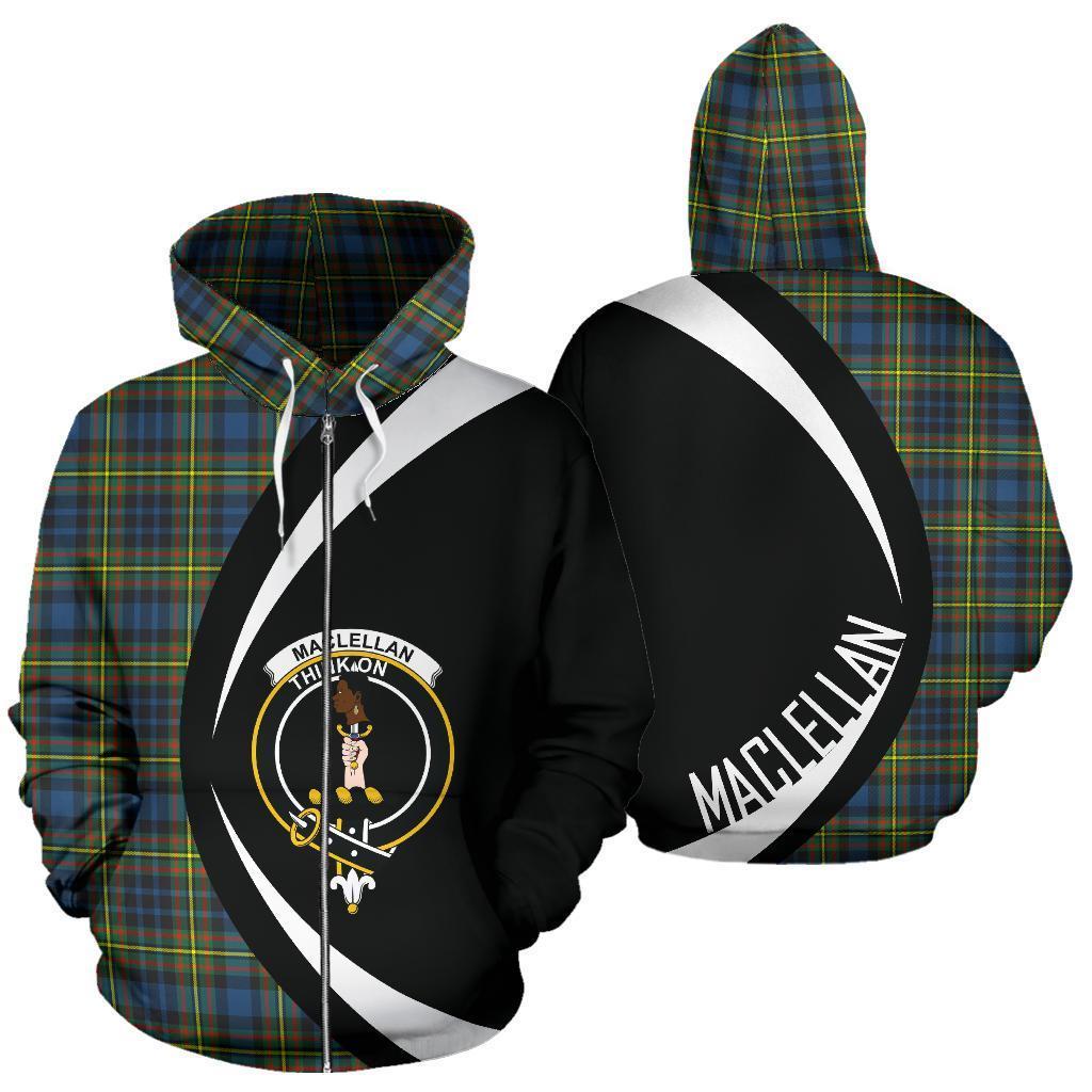 MacLellan Ancient Tartan Crest Zipper Hoodie - Circle Style