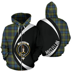 MacLellan Ancient Tartan Crest Zipper Hoodie - Circle Style