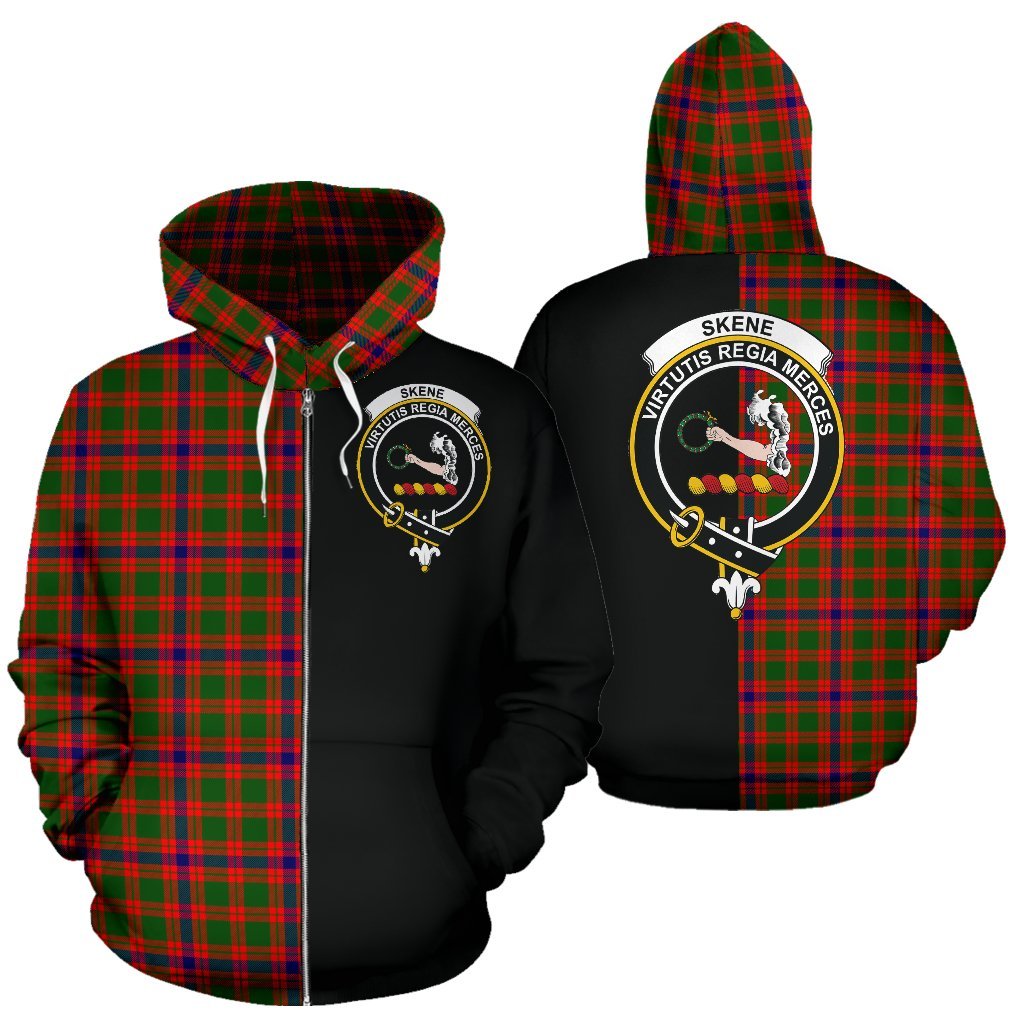 Skene Modern Tartan Crest Zipper Hoodie - Half Of Me Style