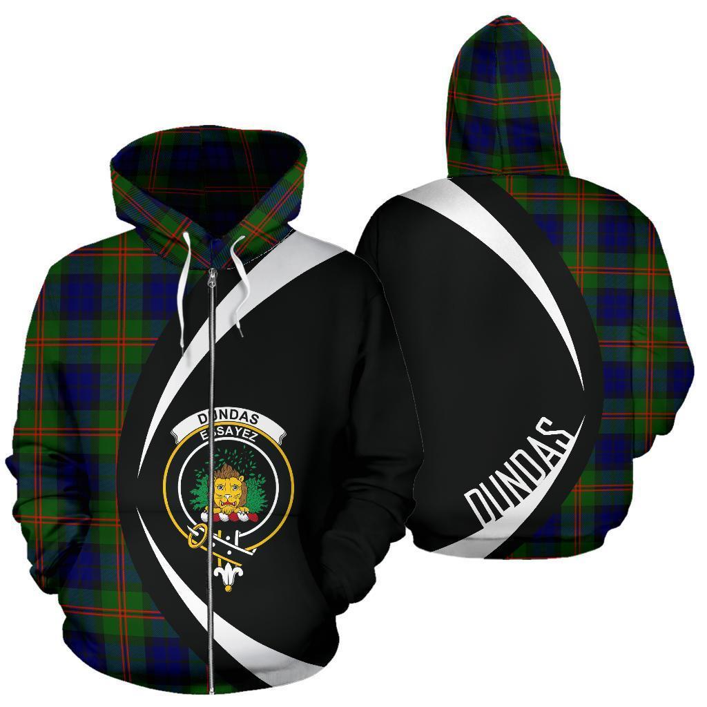 Dundas Modern 02 Tartan Crest Zipper Hoodie - Circle Style