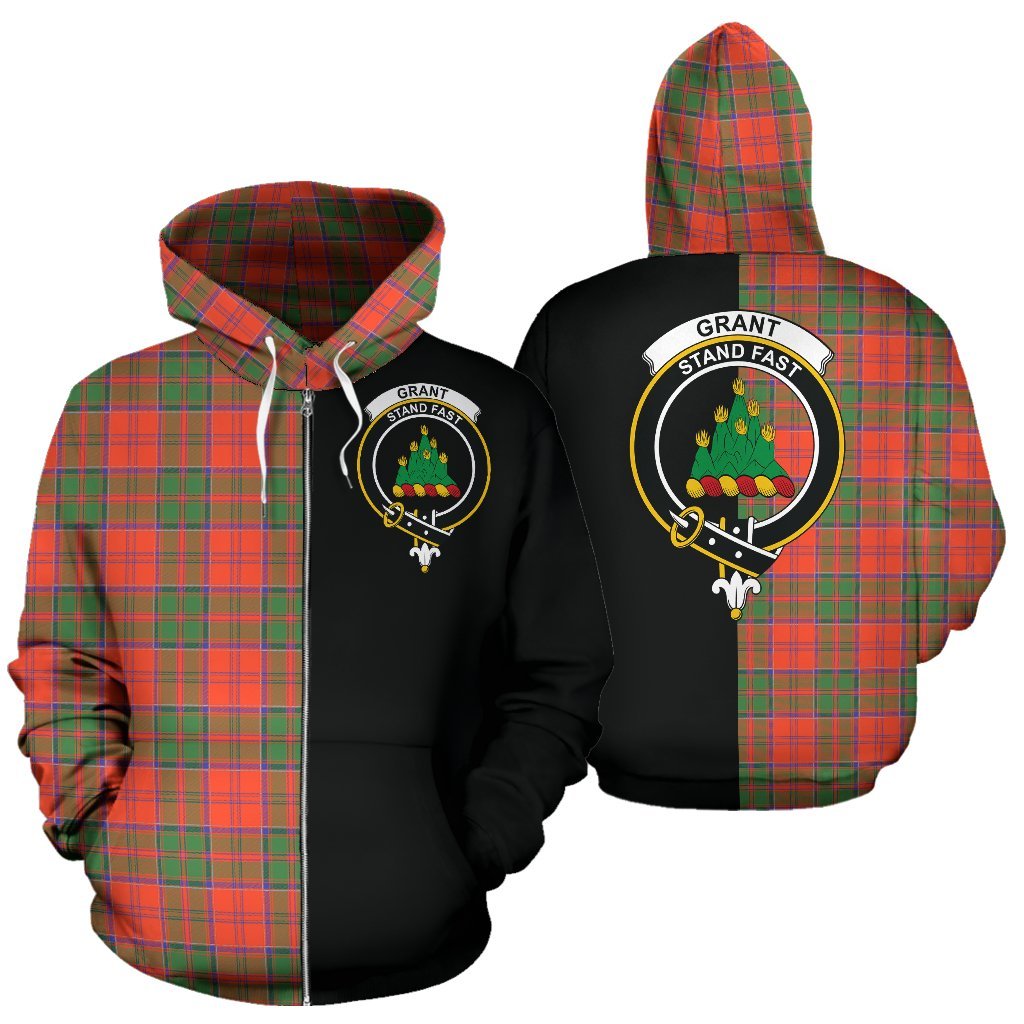 Grant Ancient Tartan Crest Zipper Hoodie - Half Of Me Style