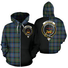 Cameron of Erracht Ancient Tartan Crest Zipper Hoodie - Half Of Me Style