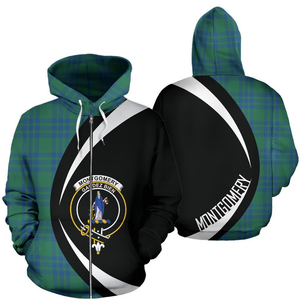 Montgomery Ancient Tartan Crest Zipper Hoodie - Circle Style