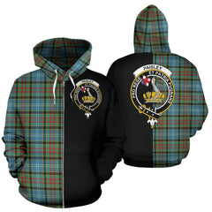 Paisley District Tartan Crest Zipper Hoodie - Half Of Me Style