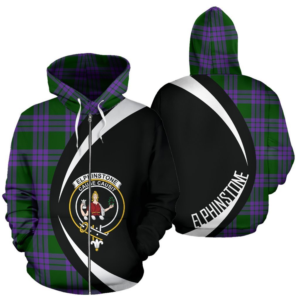 Elphinstone Tartan Crest Zipper Hoodie - Circle Style