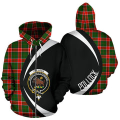 Pollock Modern Tartan Crest Zipper Hoodie - Circle Style