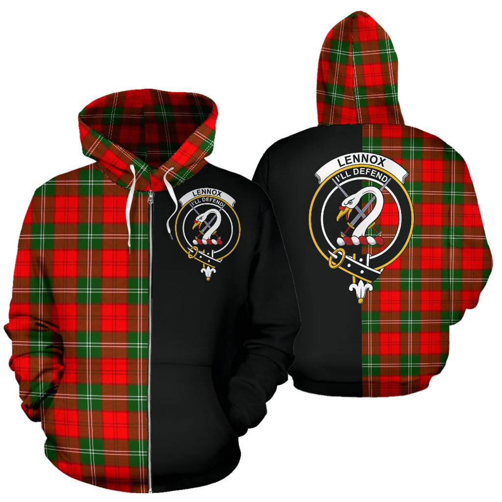 Lennox Modern Tartan Crest Zipper Hoodie - Half Of Me Style