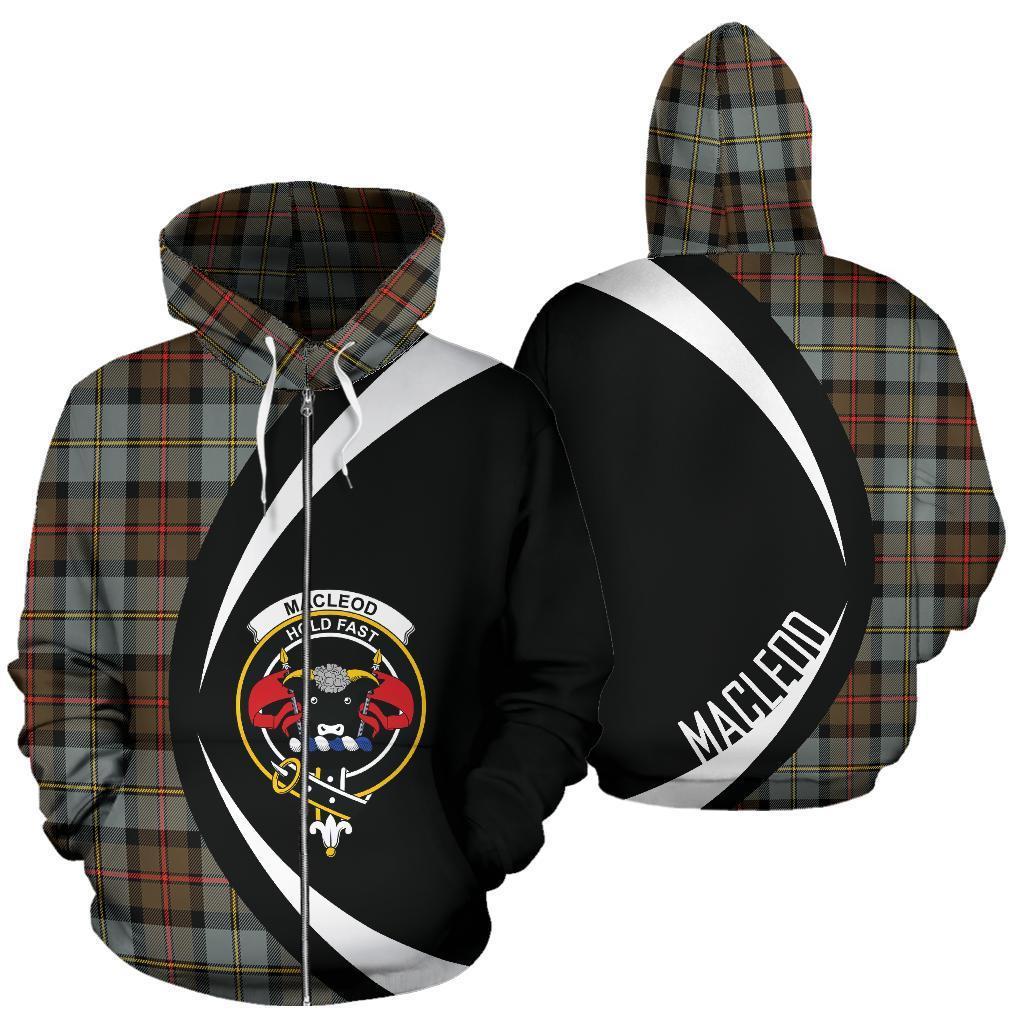 MacLeod of Harris Weathered Tartan Crest Zipper Hoodie - Circle Style