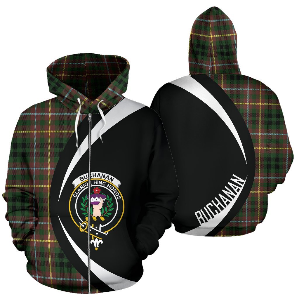 Buchanan Hunting Tartan Crest Zipper Hoodie - Circle Style