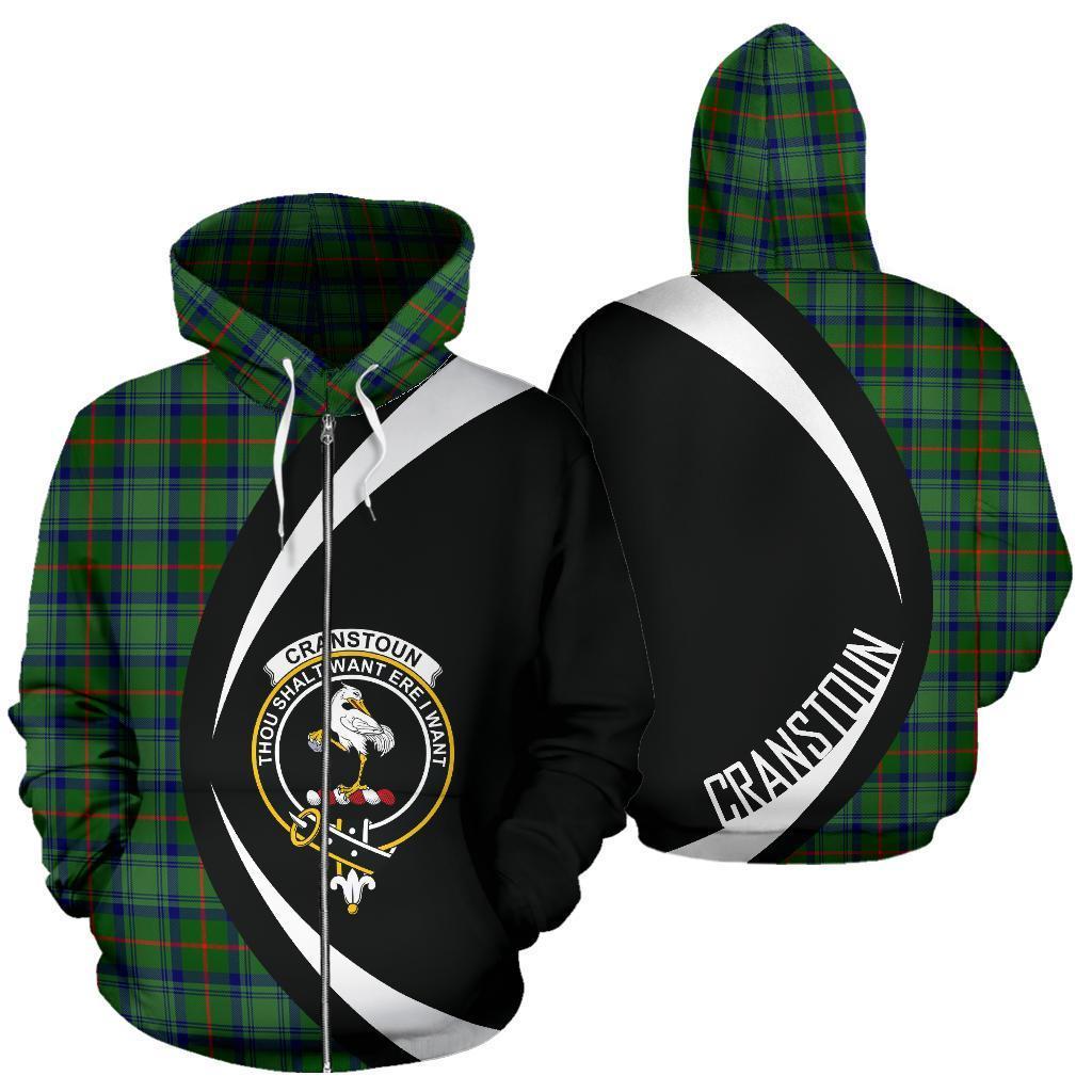 Cranstoun Tartan Crest Zipper Hoodie - Circle Style