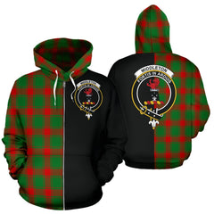 Middleton Modern Tartan Crest Zipper Hoodie - Half Of Me Style