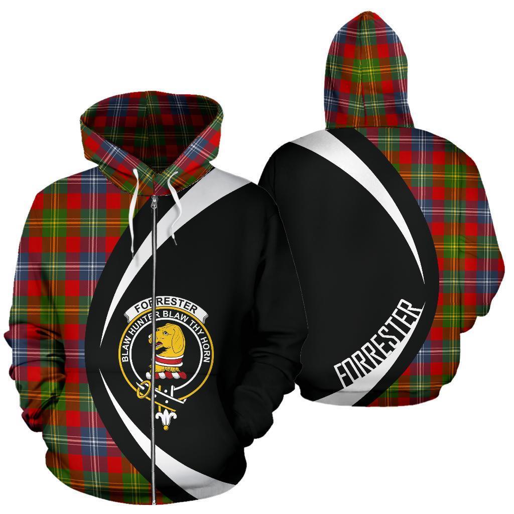 Forrester Tartan Crest Zipper Hoodie - Circle Style