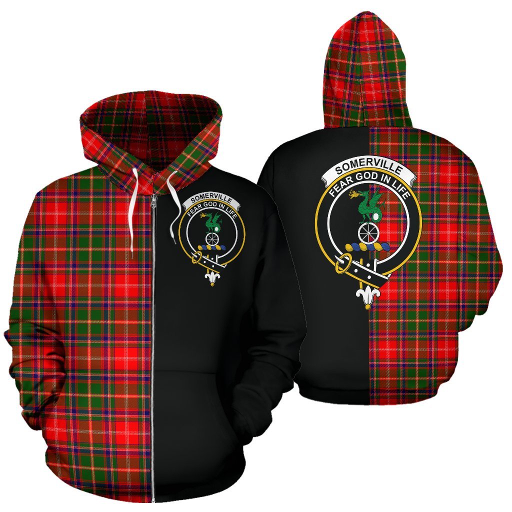 Somerville Modern Tartan Crest Zipper Hoodie - Half Of Me Style