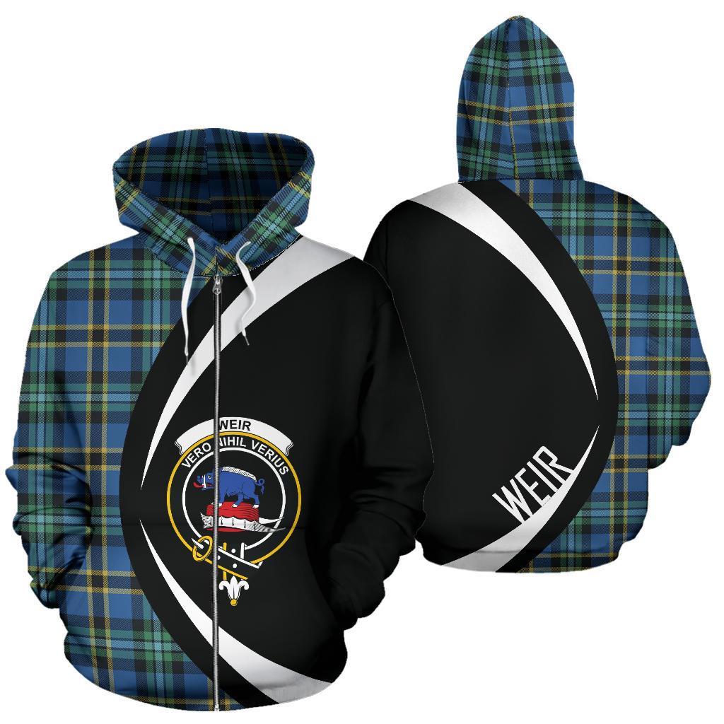 Weir Ancient Tartan Crest Zipper Hoodie - Circle Style