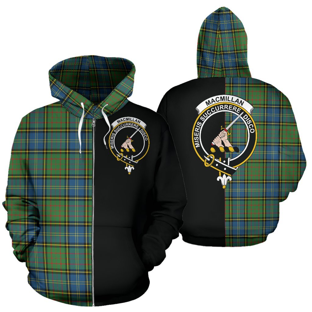 MacMillan Hunting Ancient Tartan Crest Zipper Hoodie - Half Of Me Style