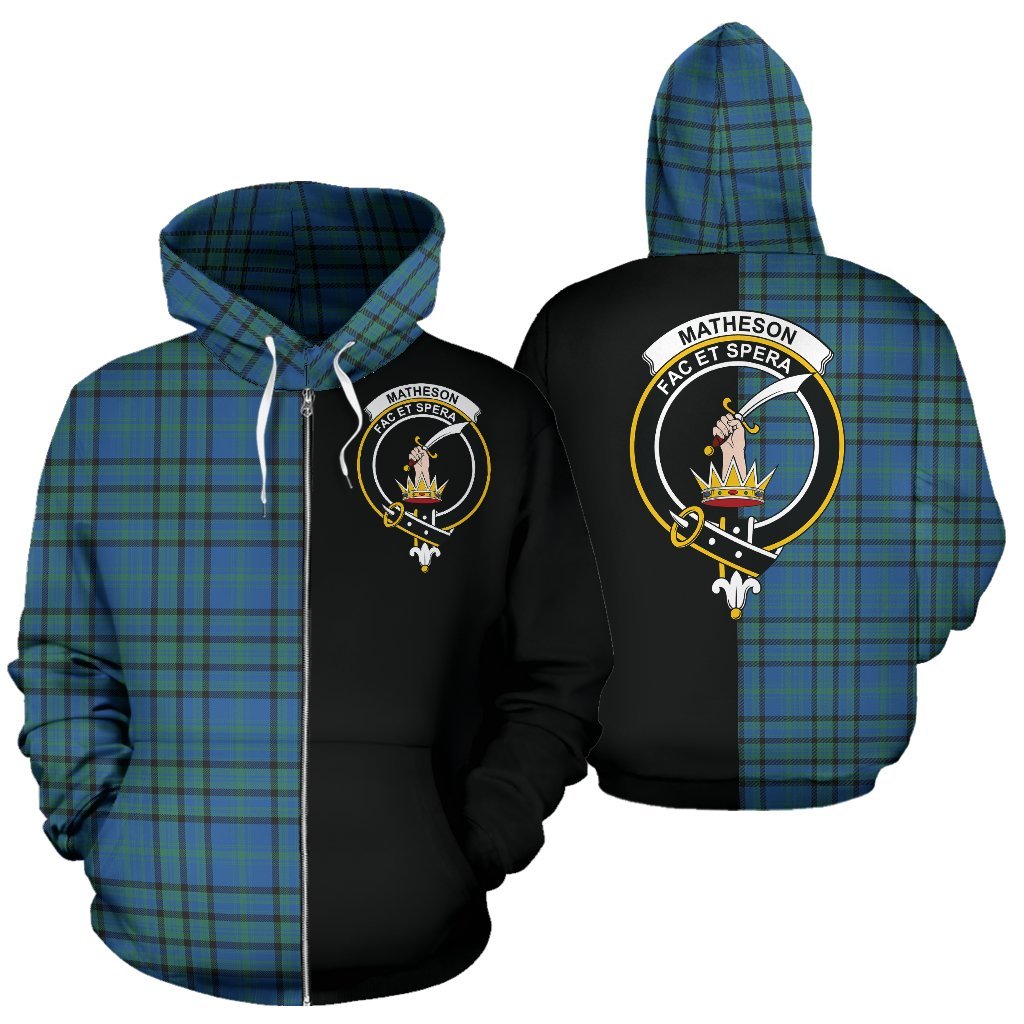 Matheson Hunting Ancient Tartan Crest Zipper Hoodie - Half Of Me Style