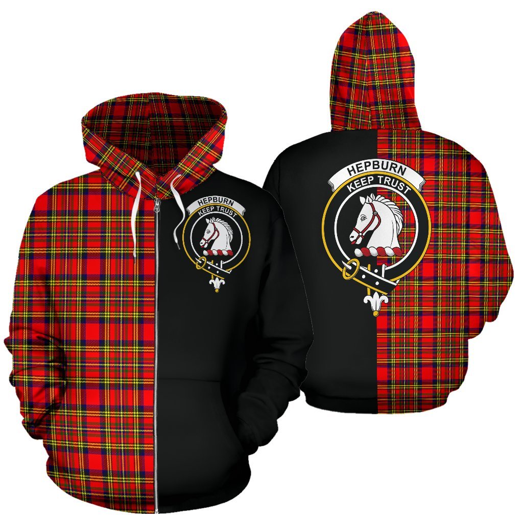 Hepburn Tartan Crest Zipper Hoodie - Half Of Me Style