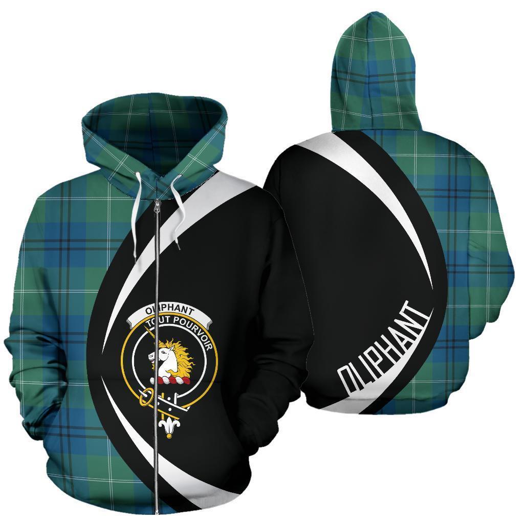 Oliphant Ancient Tartan Crest Zipper Hoodie - Circle Style