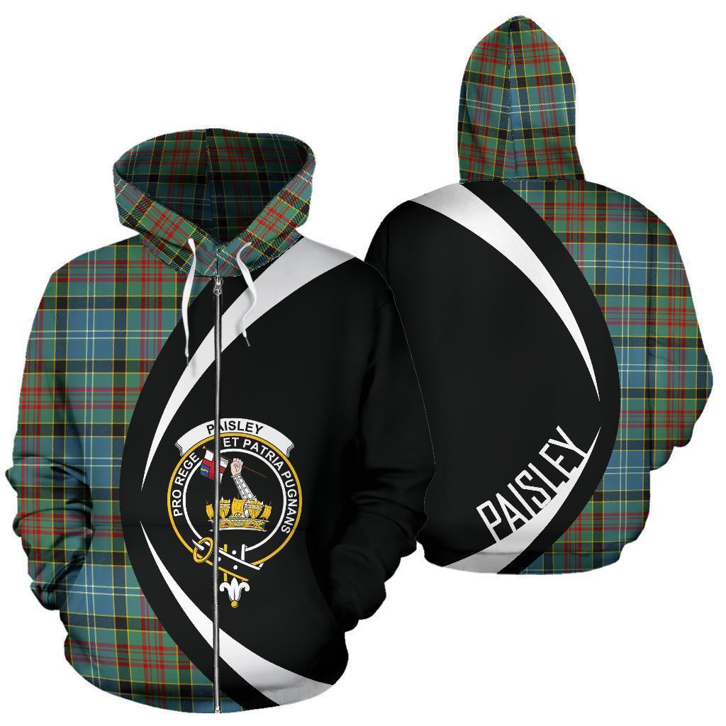 Paisley District Tartan Crest Zipper Hoodie - Circle Style