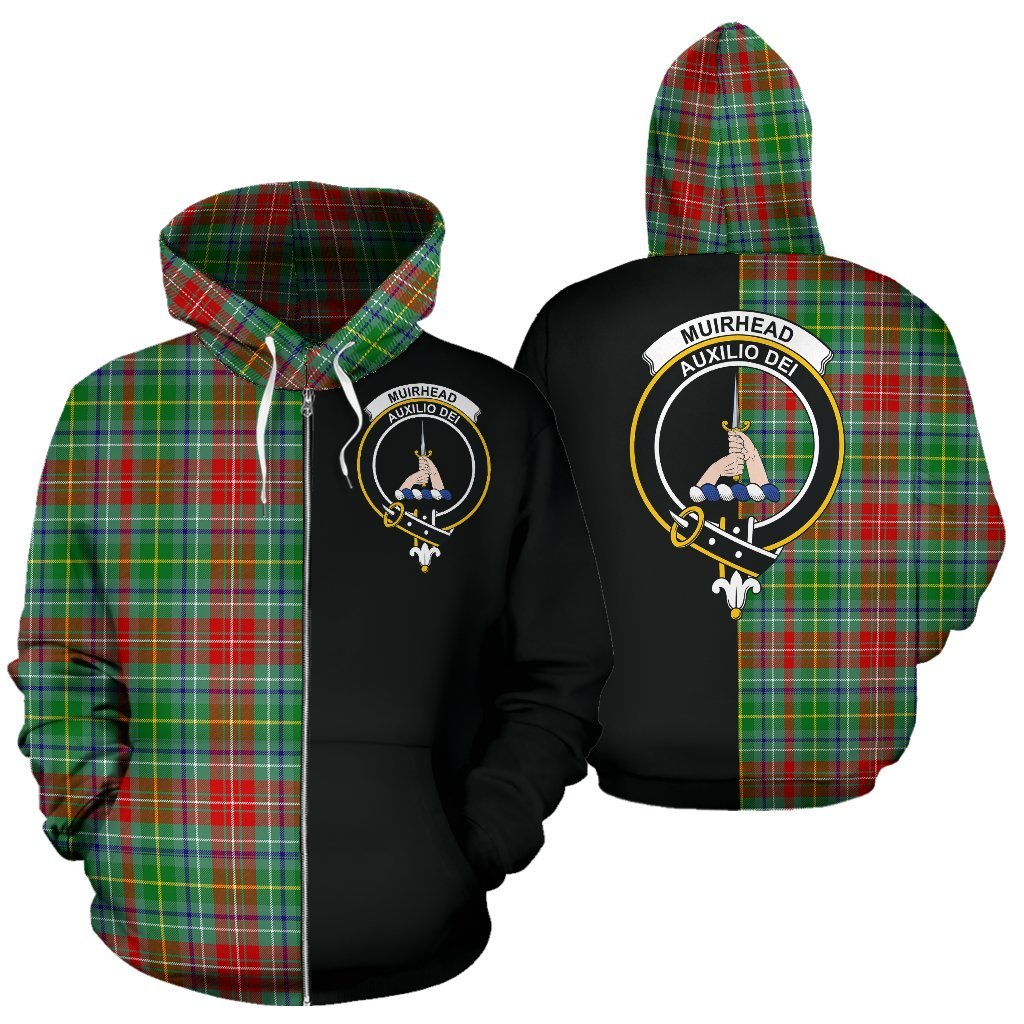 Muirhead Tartan Crest Zipper Hoodie - Half Of Me Style