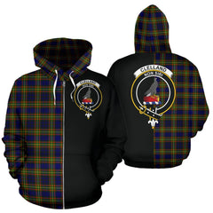 Clelland Modern Tartan Crest Zipper Hoodie - Half Of Me Style