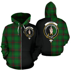 Logie Tartan Crest Zipper Hoodie - Half Of Me Style