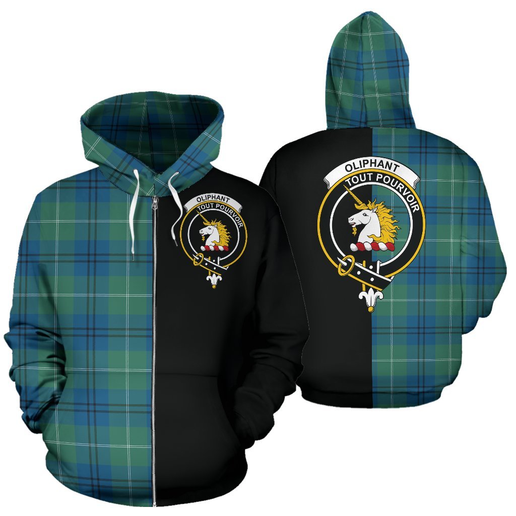 Oliphant Ancient Tartan Crest Zipper Hoodie - Half Of Me Style