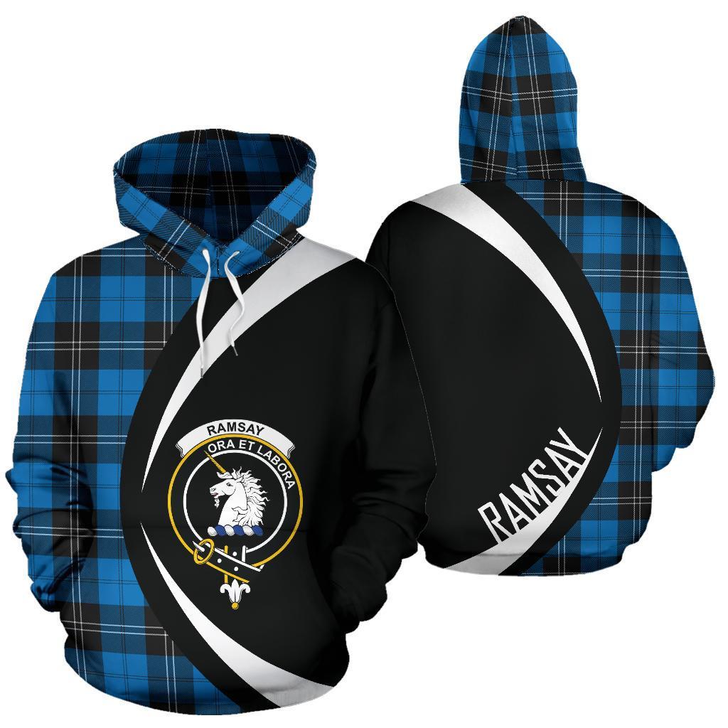 Ramsay Blue Ancient Tartan Crest Hoodie - Circle Style