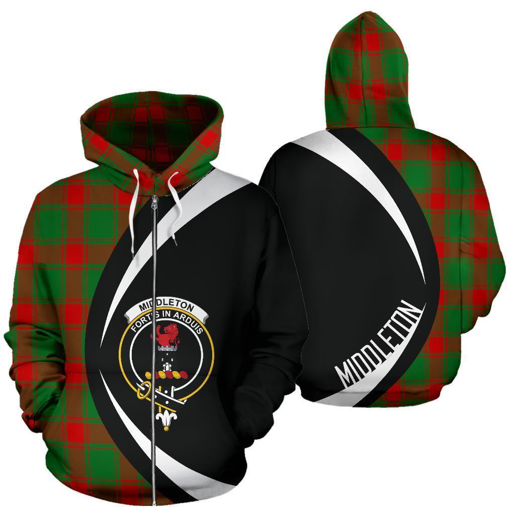 Middleton Modern Tartan Crest Zipper Hoodie - Circle Style