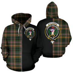 Buchanan Hunting Tartan Crest Zipper Hoodie - Half Of Me Style