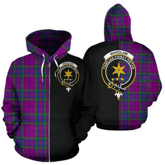 Wardlaw Modern Tartan Crest Zipper Hoodie - Half Of Me Style