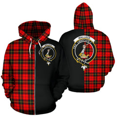 Wallace Hunting Red Tartan Crest Zipper Hoodie - Half Of Me Style