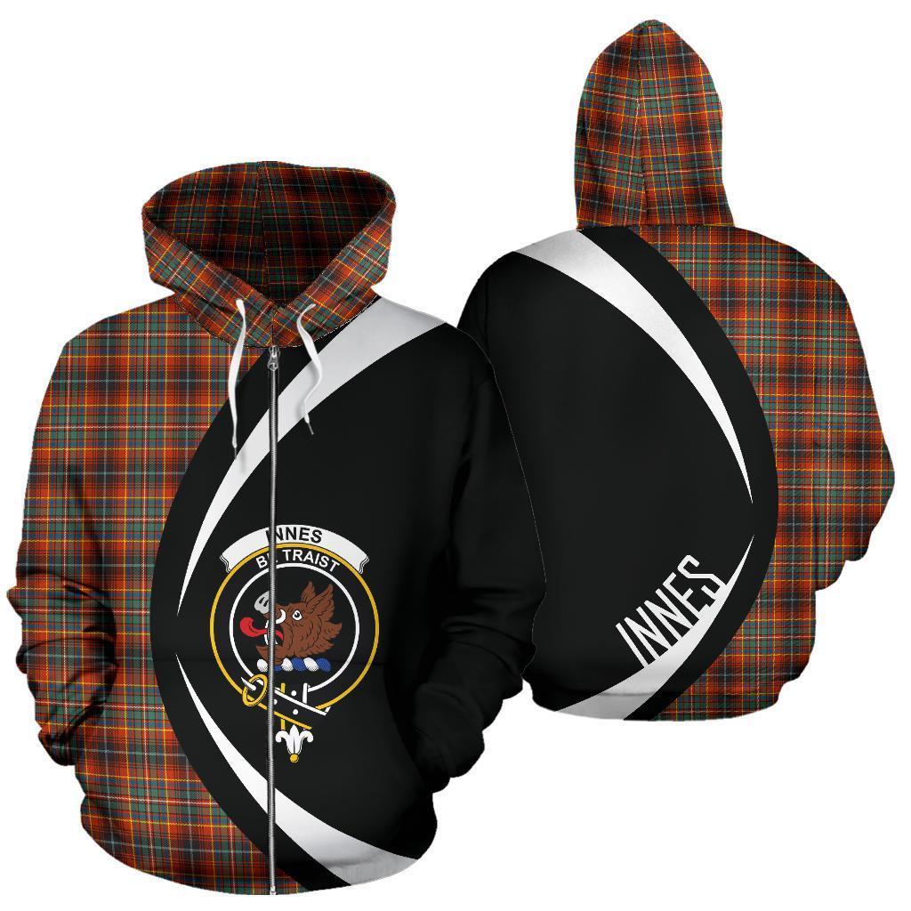 Innes Ancient Tartan Crest Zipper Hoodie - Circle Style