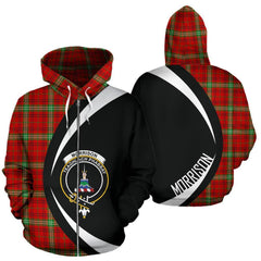 Morrison Red Modern Tartan Crest Zipper Hoodie - Circle Style