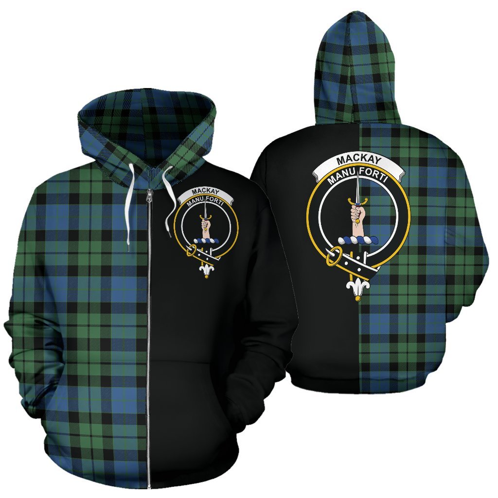 MacKay Ancient Tartan Crest Zipper Hoodie - Half Of Me Style