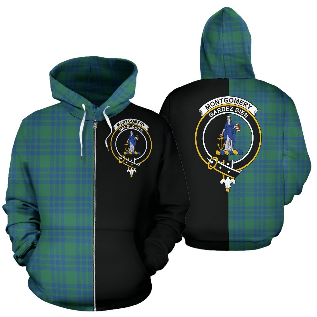 Montgomery Ancient Tartan Crest Zipper Hoodie - Half Of Me Style